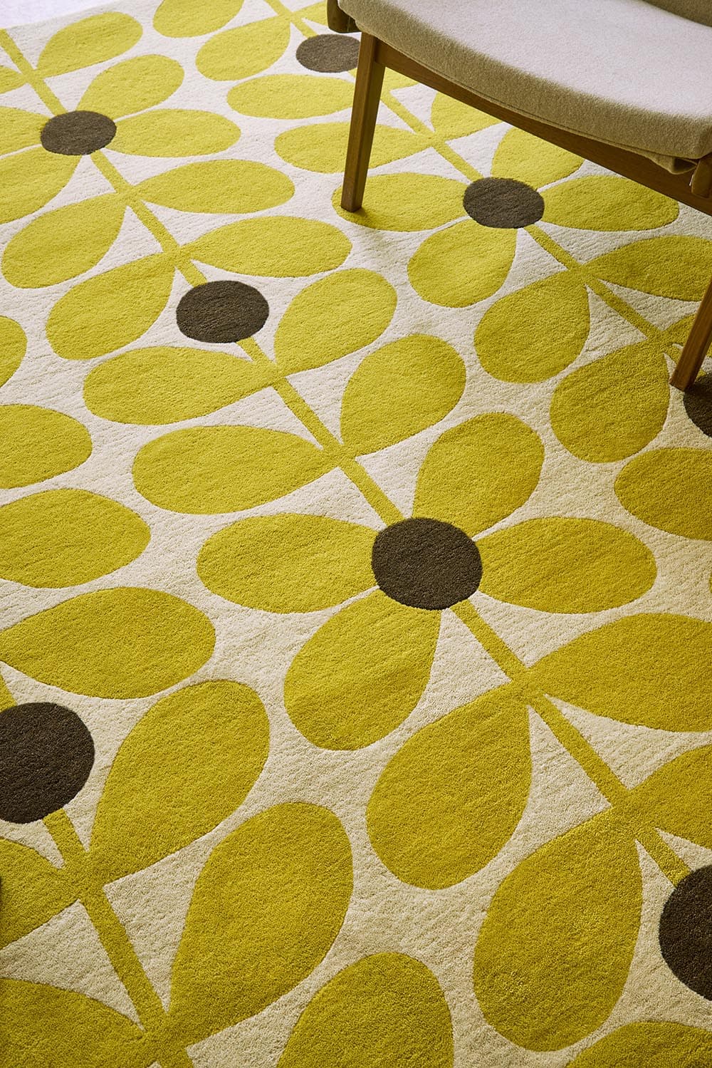 Rug Sixties Stem yellow, white, brown, green 120x180, wool, Orla Kiely - 375079