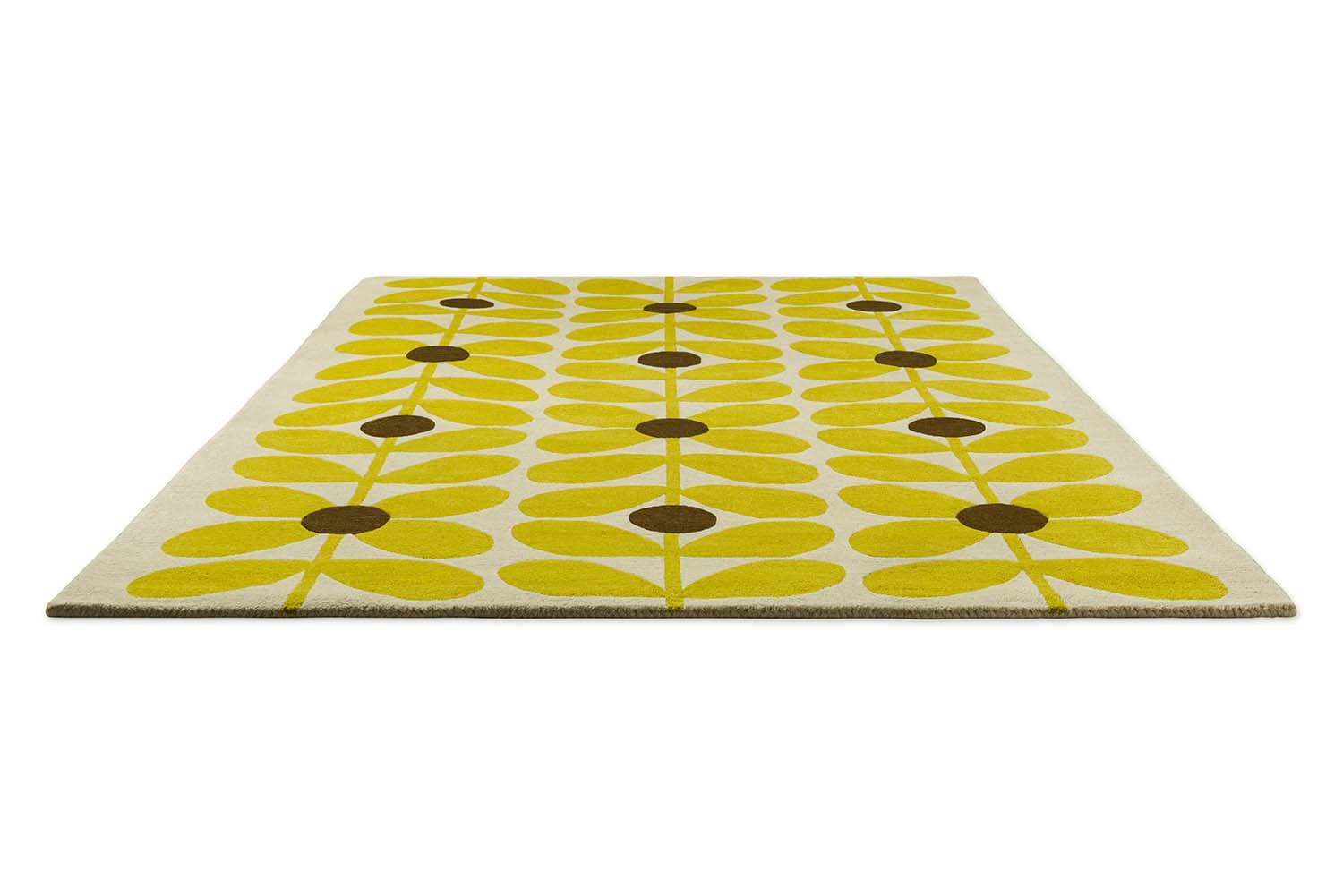 Rug Sixties Stem yellow, grey, brown 160x230 cm, wool, Orla Kiely - 375088