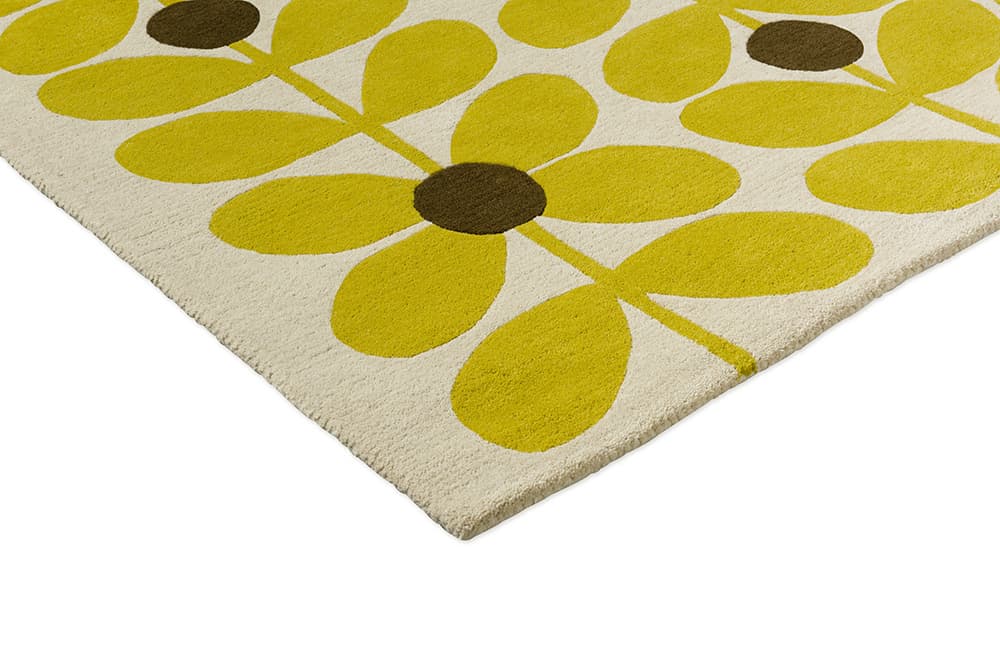 Rug Sixties Stem yellow, brown, white 250x350 cm, wool, Orla Kiely - 375099