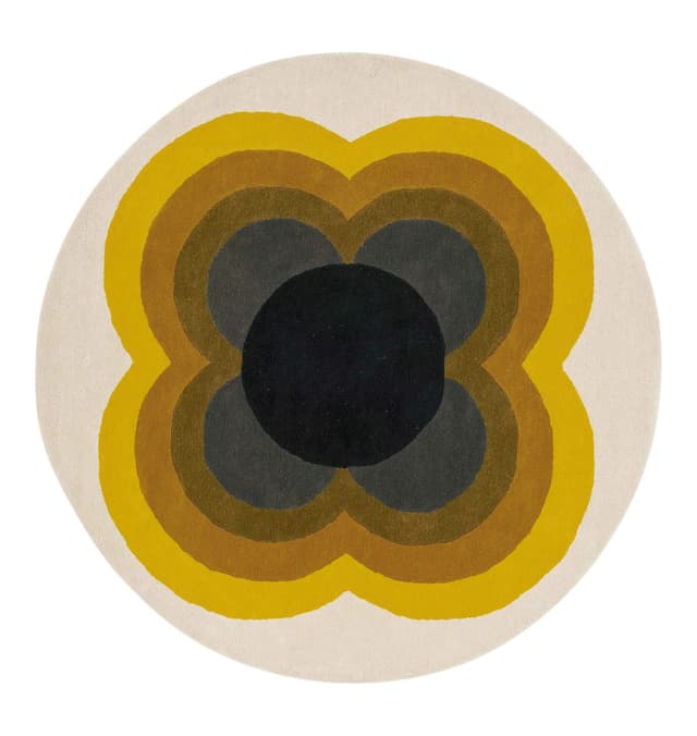 Dywan Sunflower Yellow beżowy, żółty, brązowy, szary, czarny, zielony 150x150 cm, wełna, Orla Kiely - WYMIARY