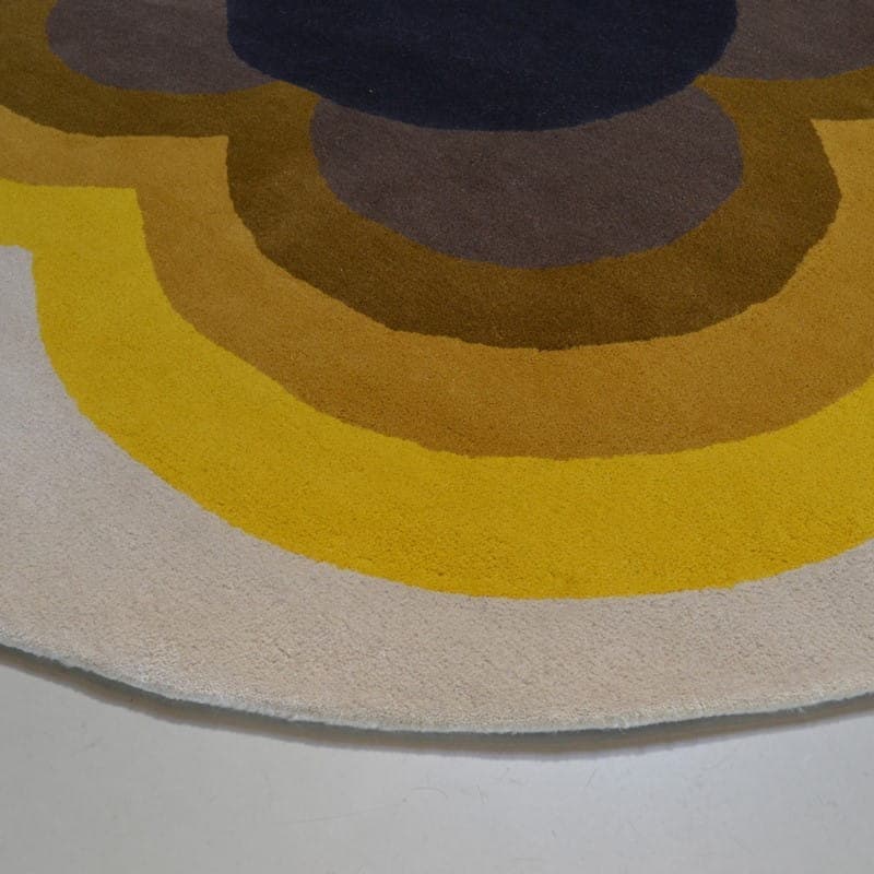 Dywan Sunflower Yellow beżowy, żółty, brązowy, szary, czarny, zielony 150x150 cm, wełna, Orla Kiely - 375197