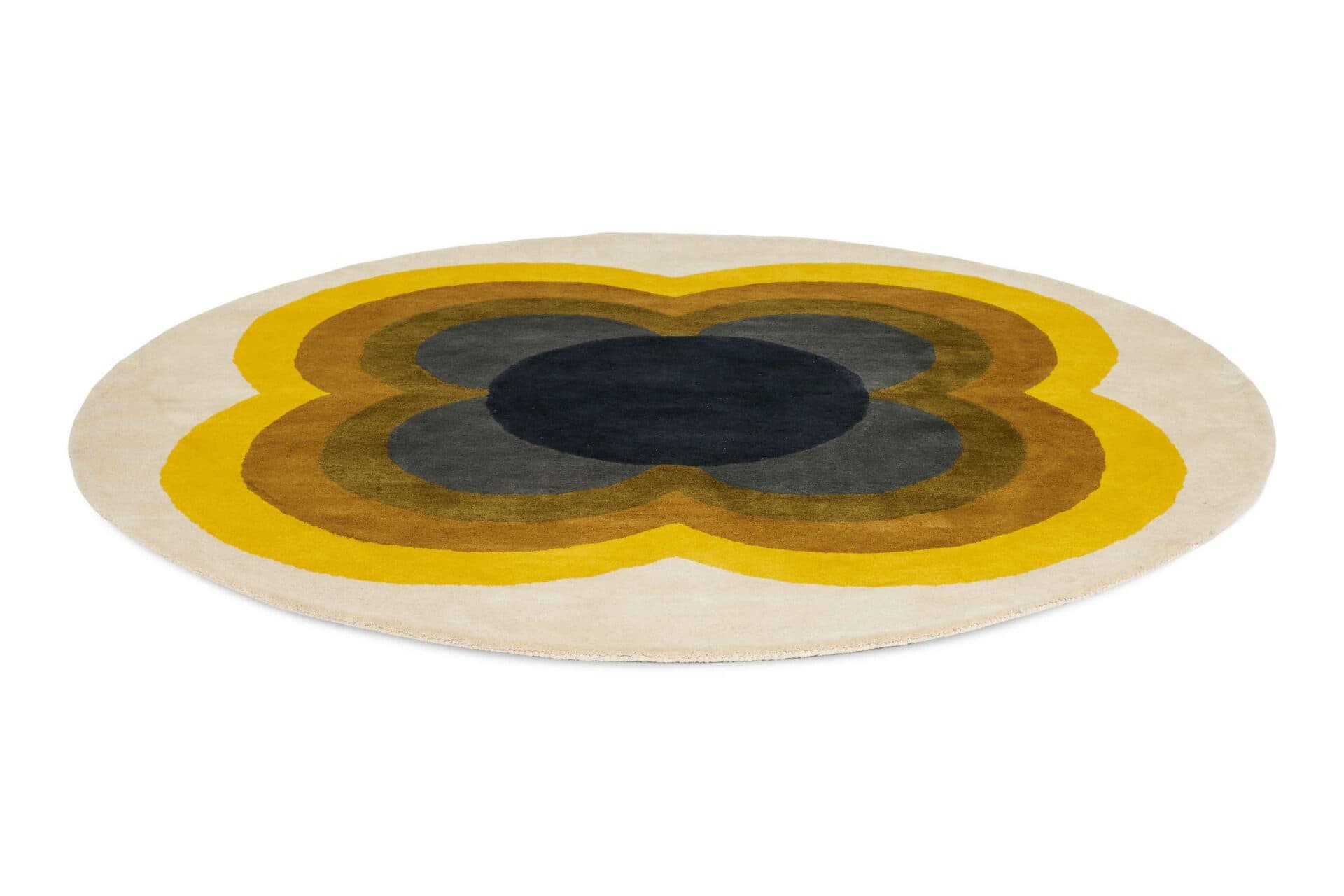 Dywan Sunflower Yellow żółty, biały, brązowy, czarny, szary, zielony 200x200 cm, wełna, Orla Kiely - 375207