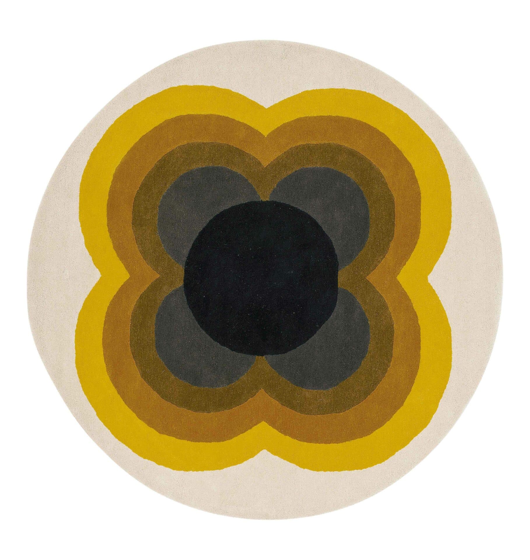 Dywan Sunflower Yellow żółty, biały, brązowy, czarny, szary, zielony 200x200 cm, wełna, Orla Kiely
