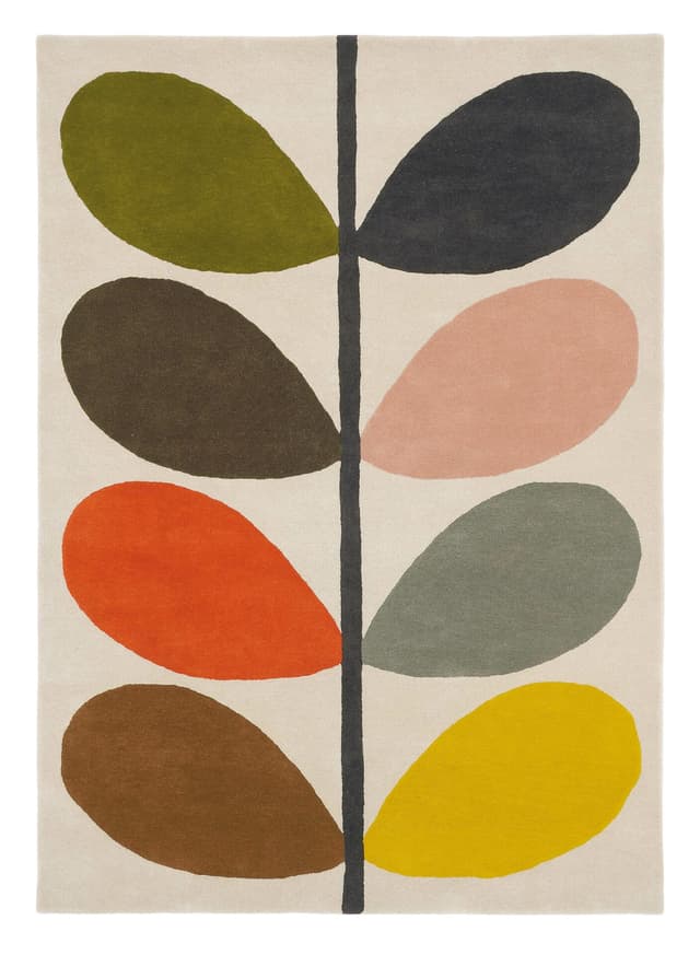 Dywan Giant Multi Stem beżowy, szary, zielony, niebieski, różowy, pomarańczowy, żółty, brązowy 200x280 cm, wełna, Orla Kiely - WYMIARY