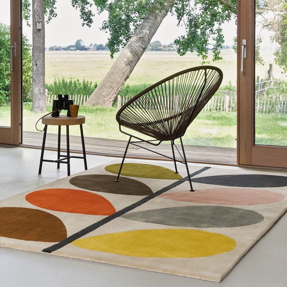Dywan Giant Multi Stem beżowy, czarny, zielony, niebieski, różowy, pomarańczowy, żółty, brązowy, szary 250x350 cm, wełna, Orla Kiely - 375227
