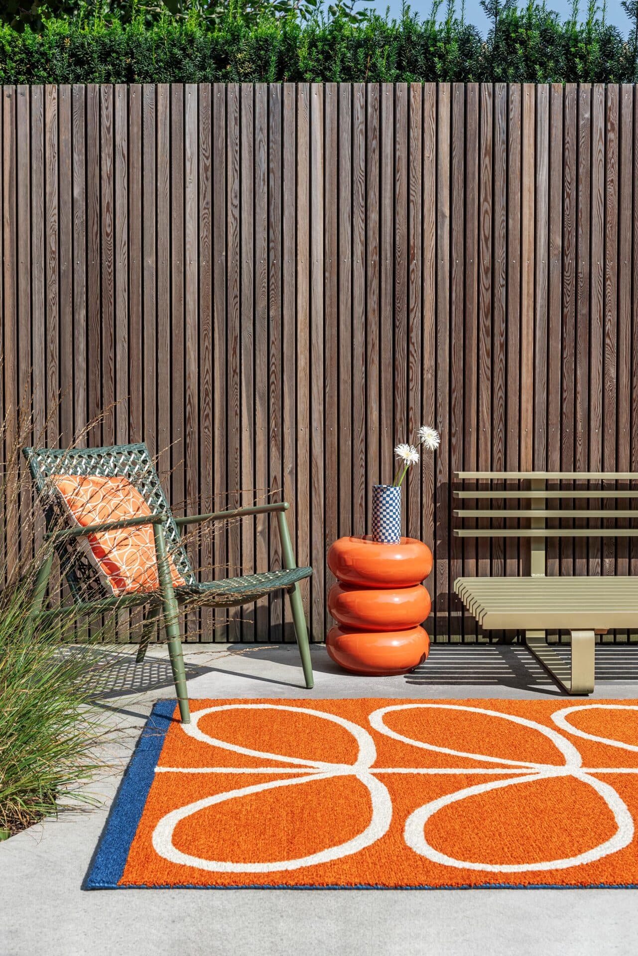 Dywan zewnętrzny Linear Stem Orange pomarańczowy, beżowy, niebieski 250x350 cm, Orla Kiely - 375394