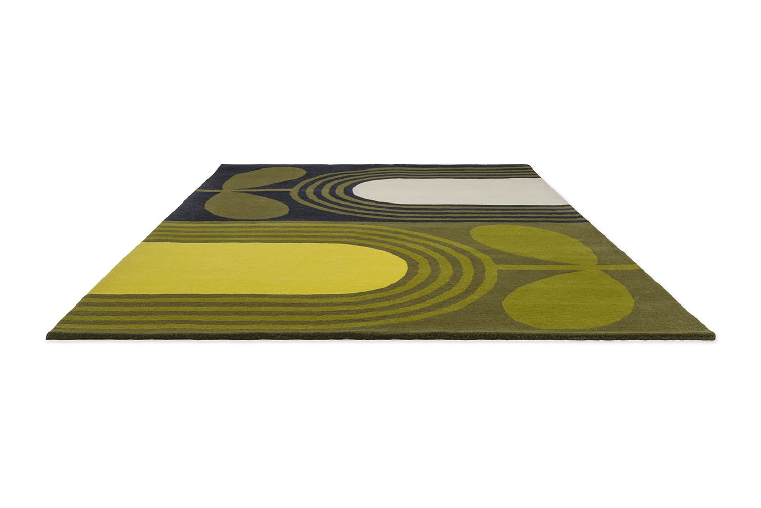 Rug Striped Tulip Seagrass black, green, yellow, white 200x280 cm, wool, Orla Kiely - 375415