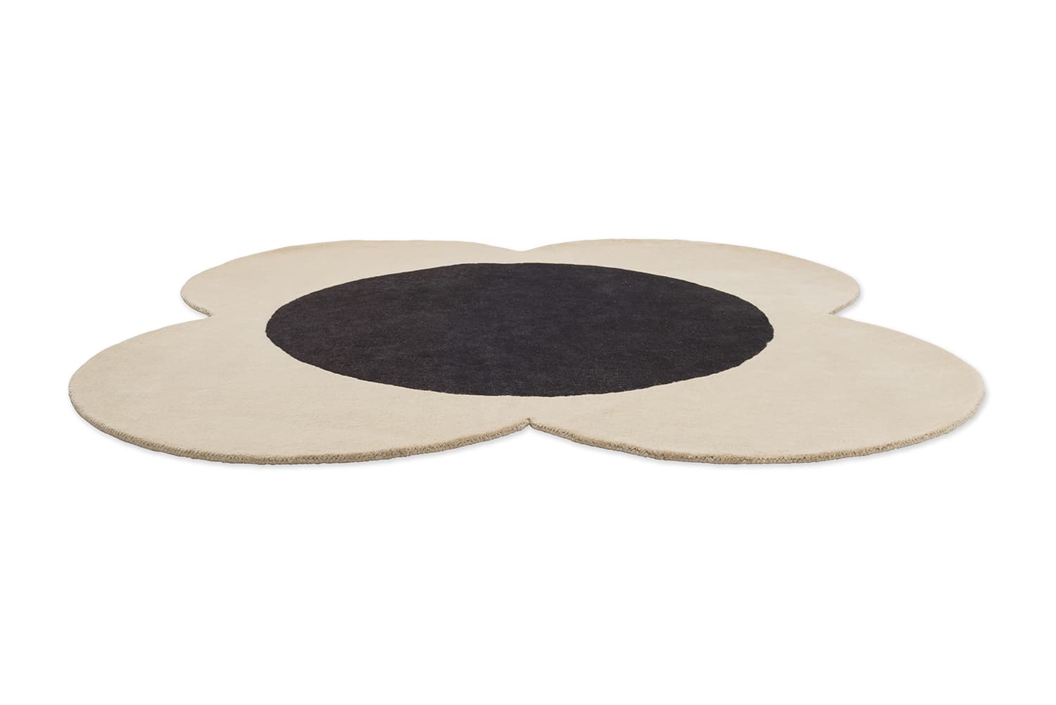 Rug Flower Spot beige, black 150x150, wool, Orla Kiely - 375448