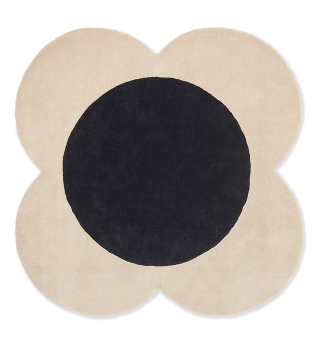 Rug Flower Spot beige, black 150x150, wool, Orla Kiely - DIMENSION