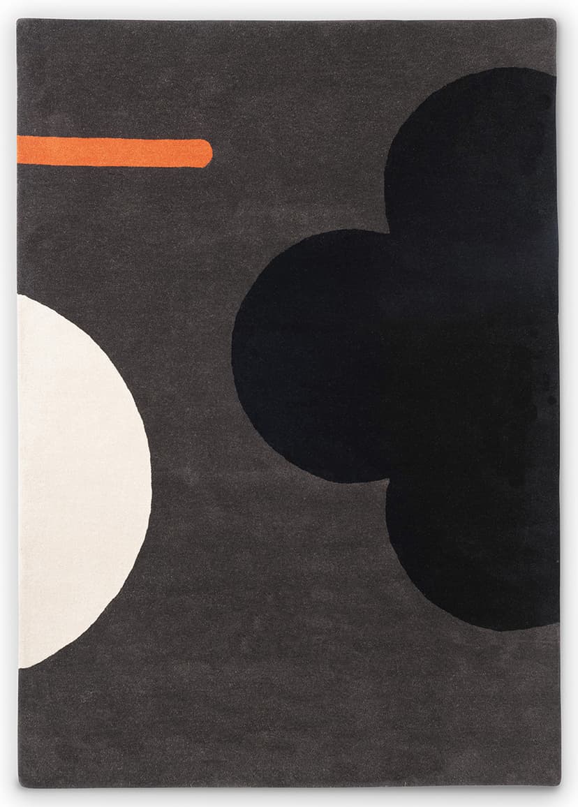 Dywan Geo Flower czarny, szary, biały, pomarańczowy 120x180 cm, wełna, Orla Kiely