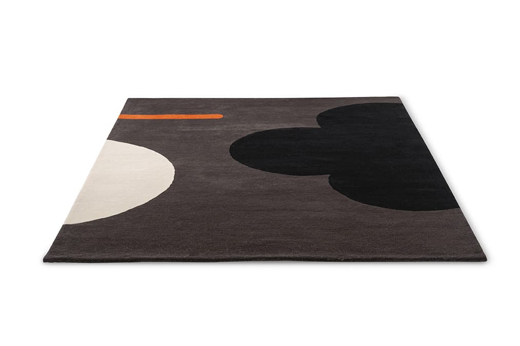 Dywan Geo Flower czarny, szary, biały, pomarańczowy 160x230 cm, wełna, Orla Kiely - 375543