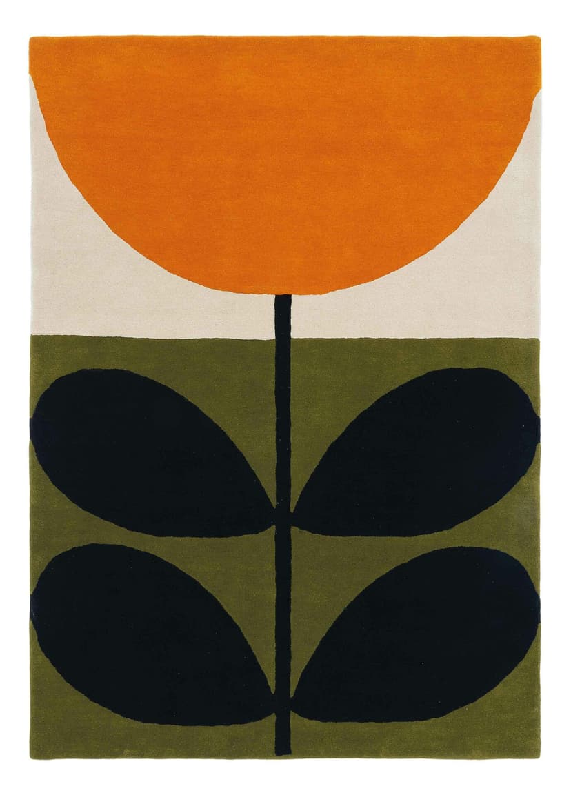 Dywan Stem Black pomarańczowy, biały, zielony, czarny 120x180, wełna, Orla Kiely