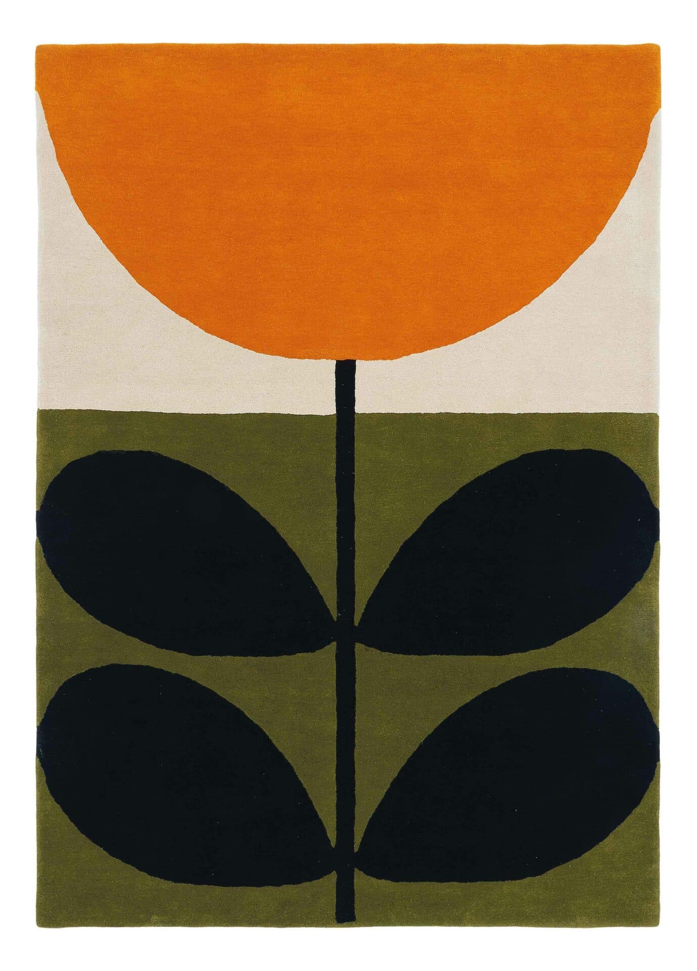 Dywan Stem Black pomarańczowy, biały, zielony, czarny 160x230 cm, wełna, Orla Kiely