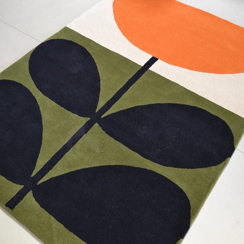 Dywan Stem Black pomarańczowy, biały, zielony, czarny 200x280 cm, wełna, Orla Kiely - 375589