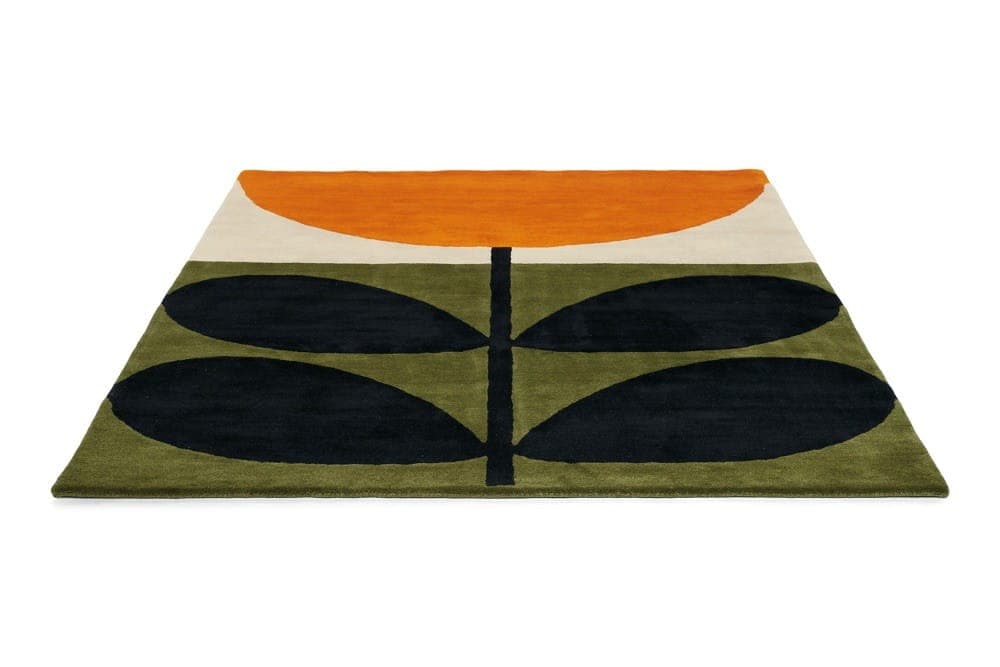 Dywan Stem Black pomarańczowy, biały, zielony, czarny 200x280 cm, wełna, Orla Kiely - 375588