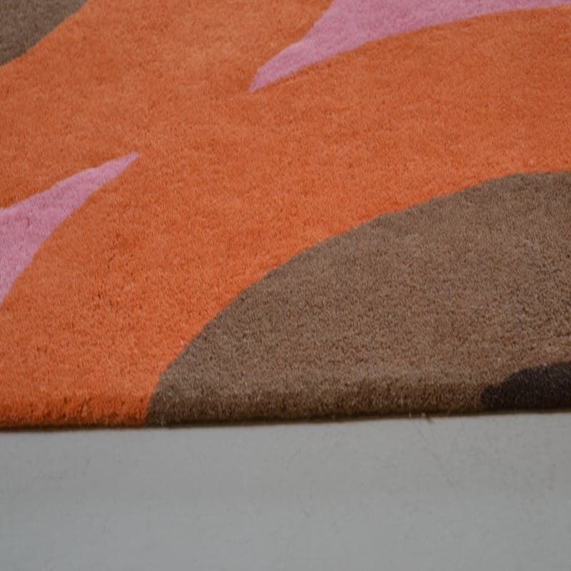 Dywan Sunflower Pink beżowy, różowy, pomarańczowy, żółty, brązowy, niebieski, czarny 150x150 cm, wełna, Orla Kiely - 375594