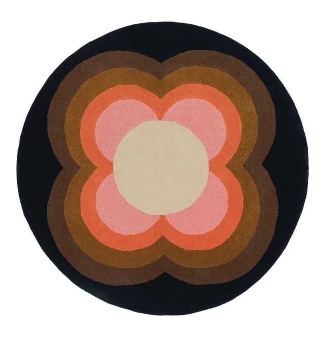 Dywan Sunflower Pink czarny, brązowy, pomarańczowy, różowy, beżowy 200x200 cm, wełna, Orla Kiely - WYMIARY