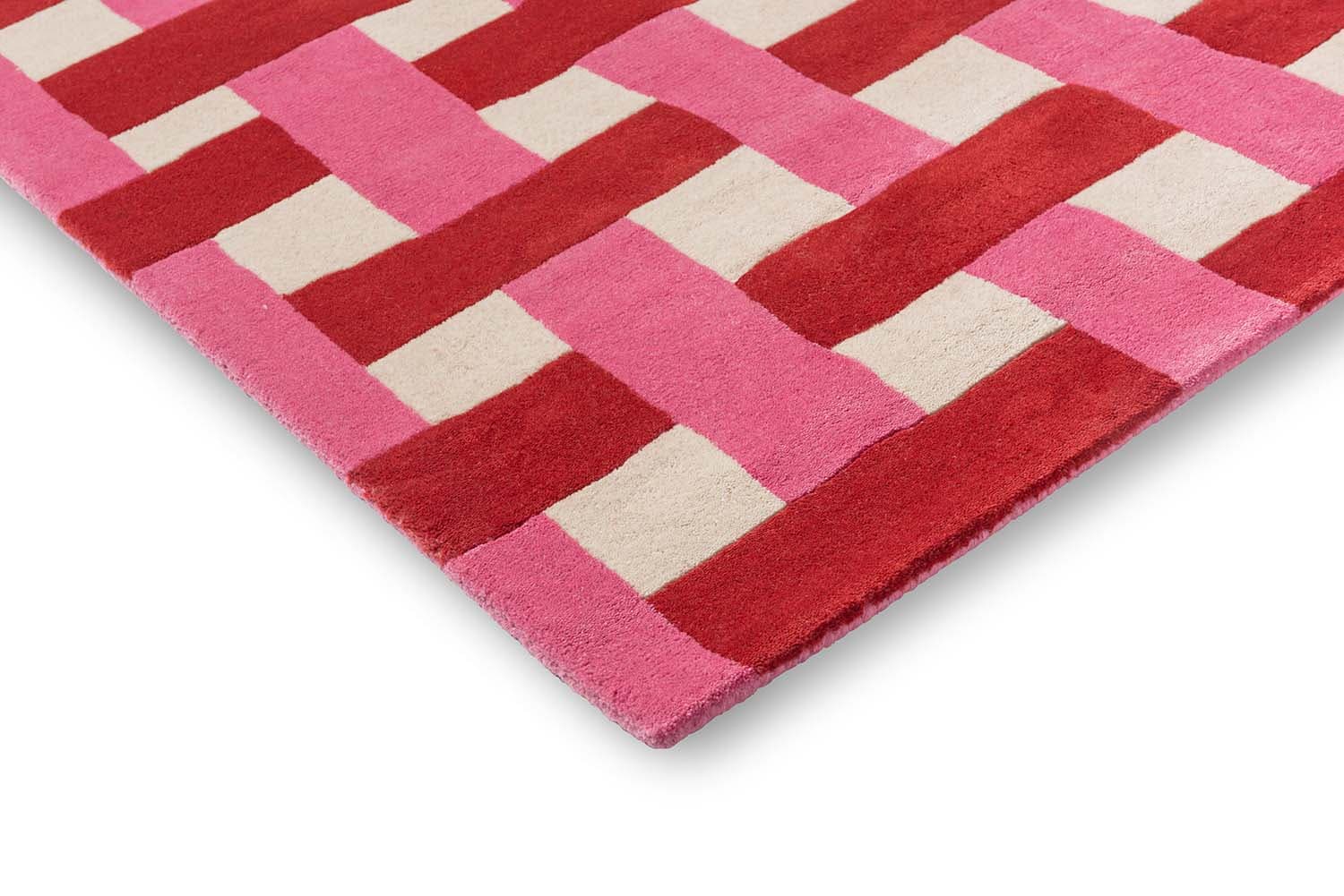 Rug Basketweave beige, pink, red 250x350, wool, Harlequin - 375679