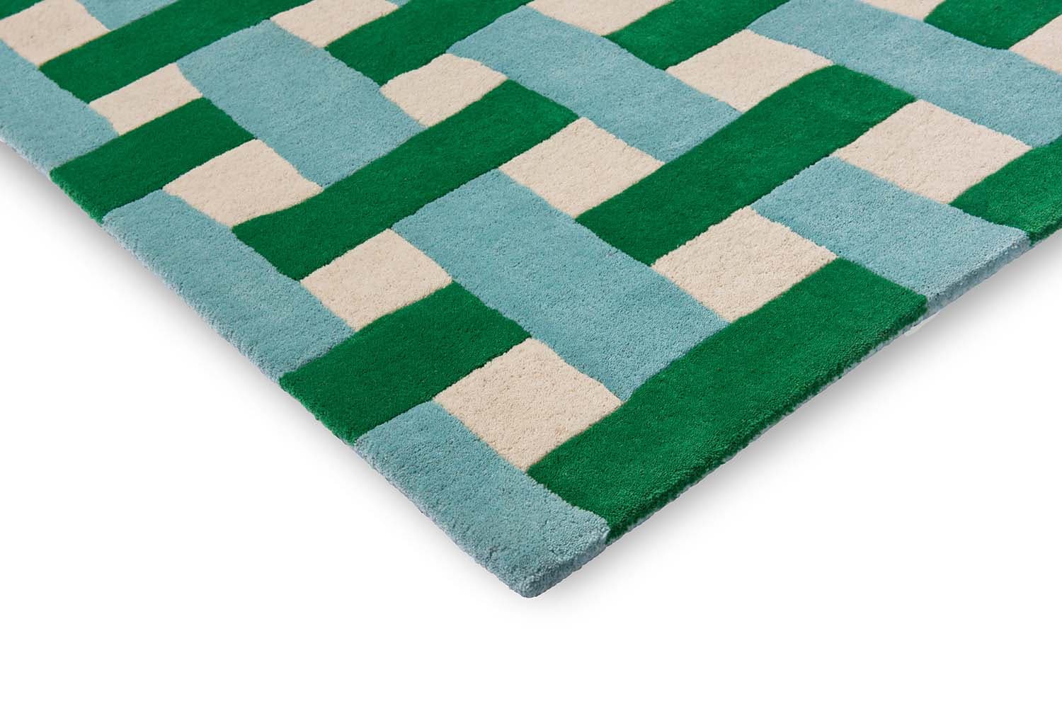 Rug Basketweave emerald, aquamarine beige, blue, green 140x200, wool, Harlequin - 375686
