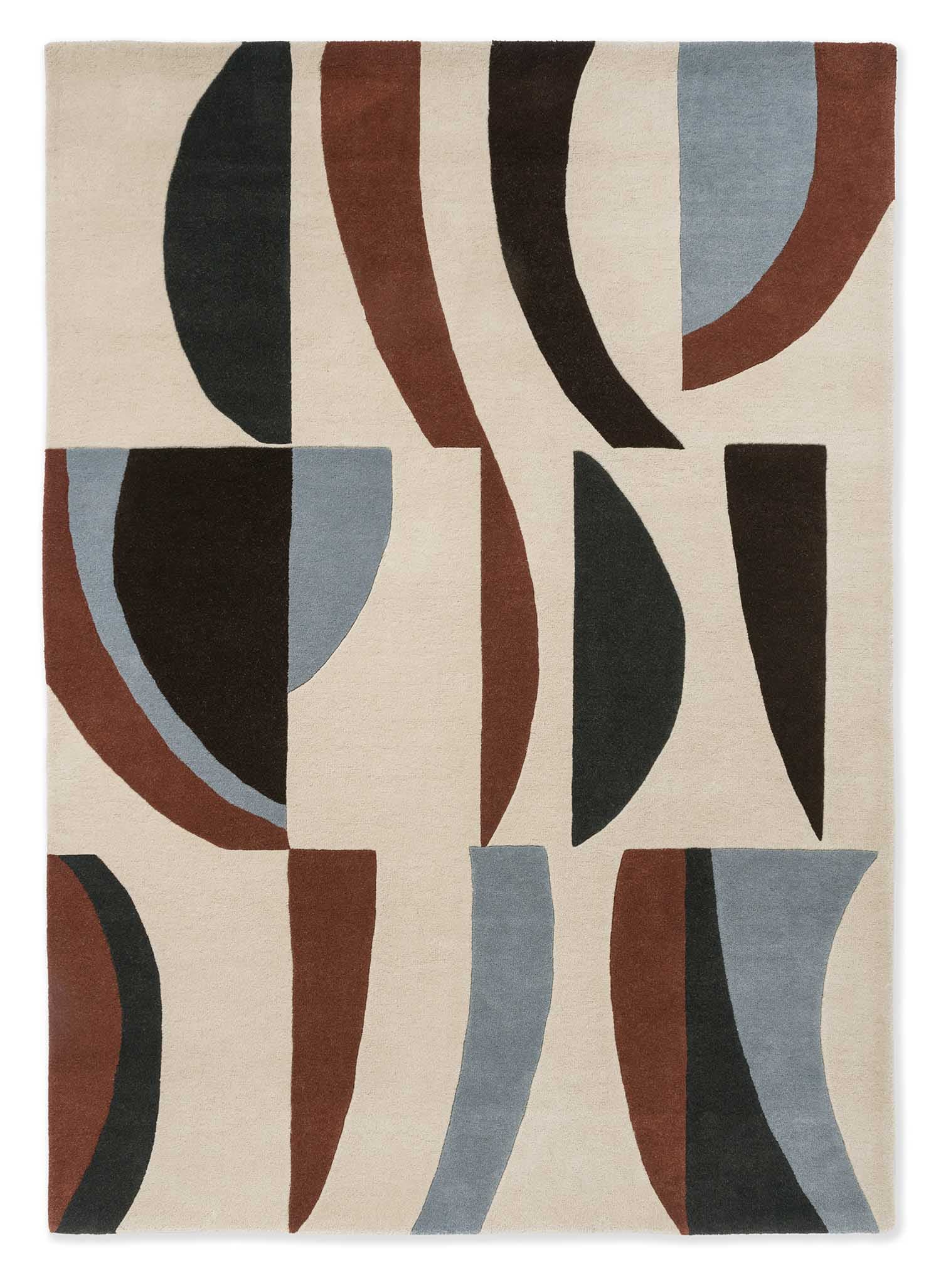 Rug Torillo beige, brown, black, blue 140x200, wool, Harlequin