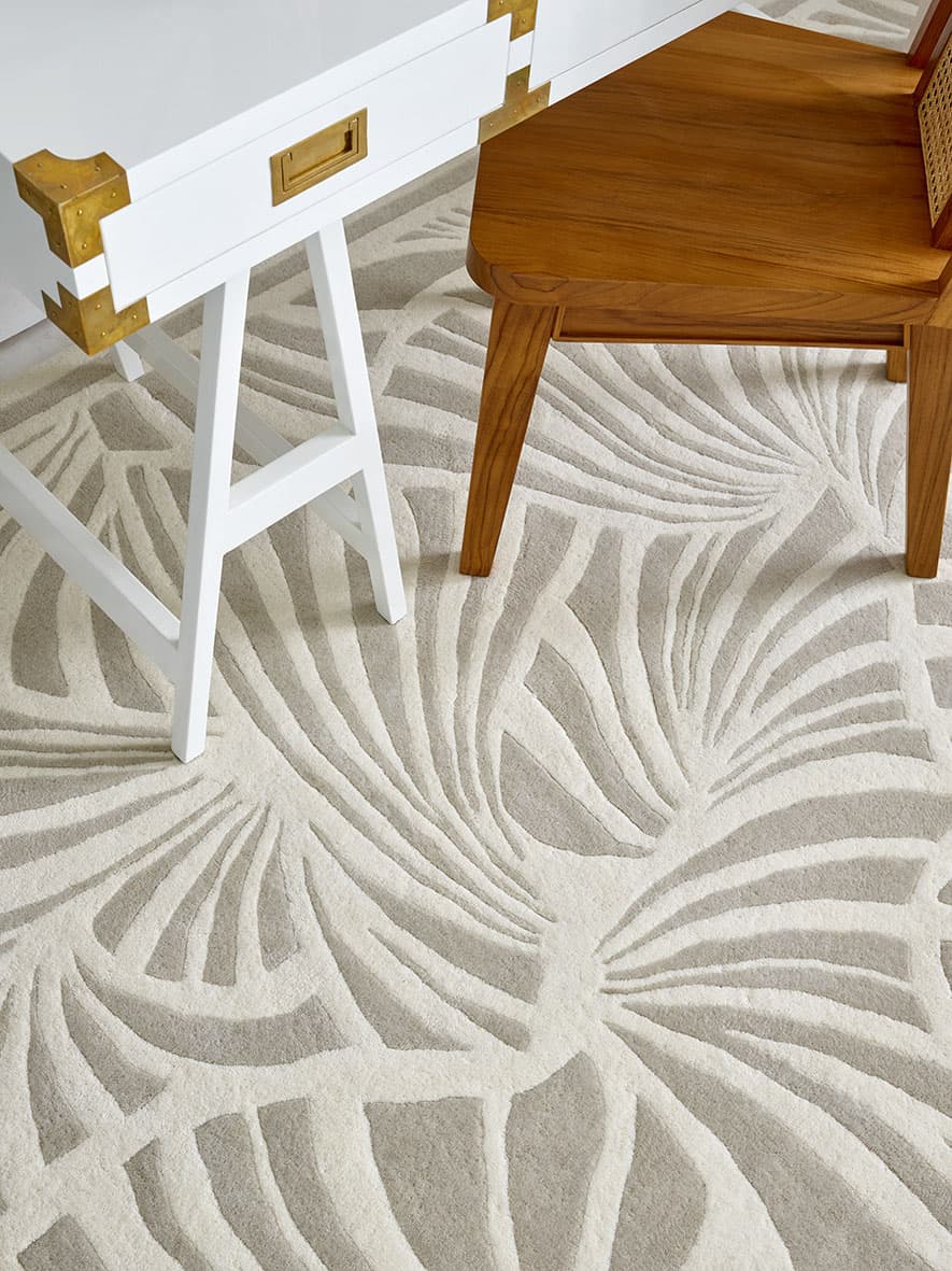Rug Japanese Fans Ivory beige, white 120x180, wool, Florence Broadhurst - 375853