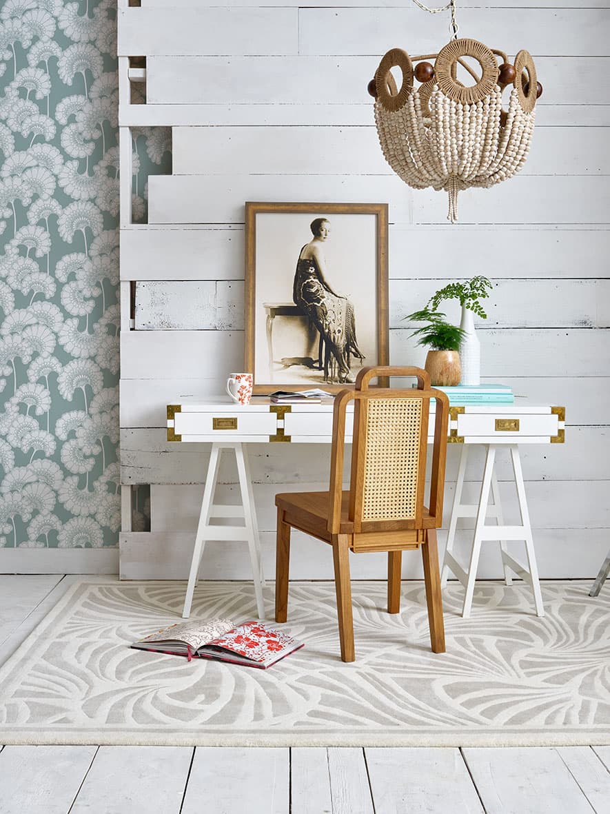 Rug Japanese Fans Ivory beige, white 170x240, wool, Florence Broadhurst - 375855