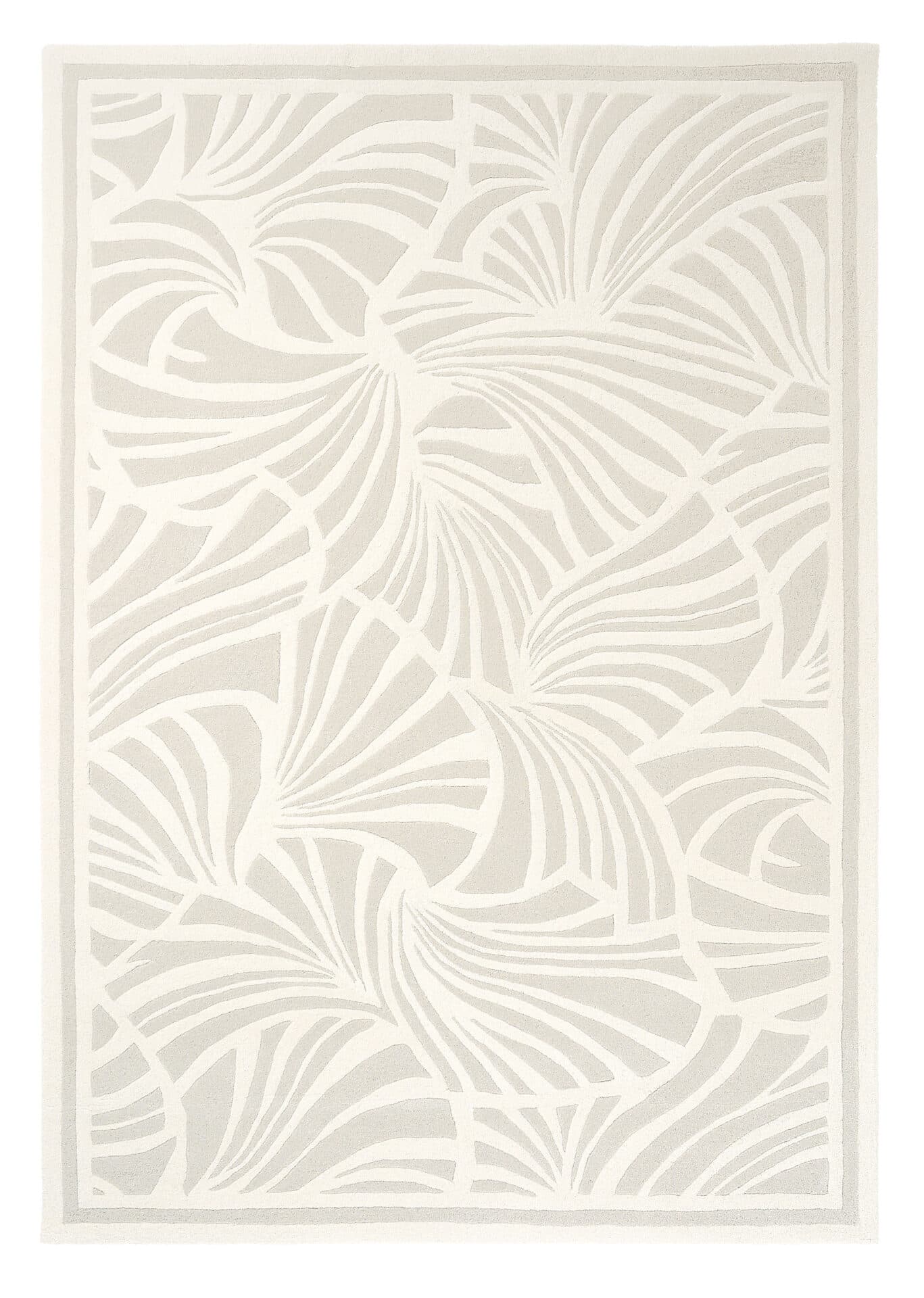 Rug Japanese Fans Ivory beige, white 200x280, wool, Florence Broadhurst