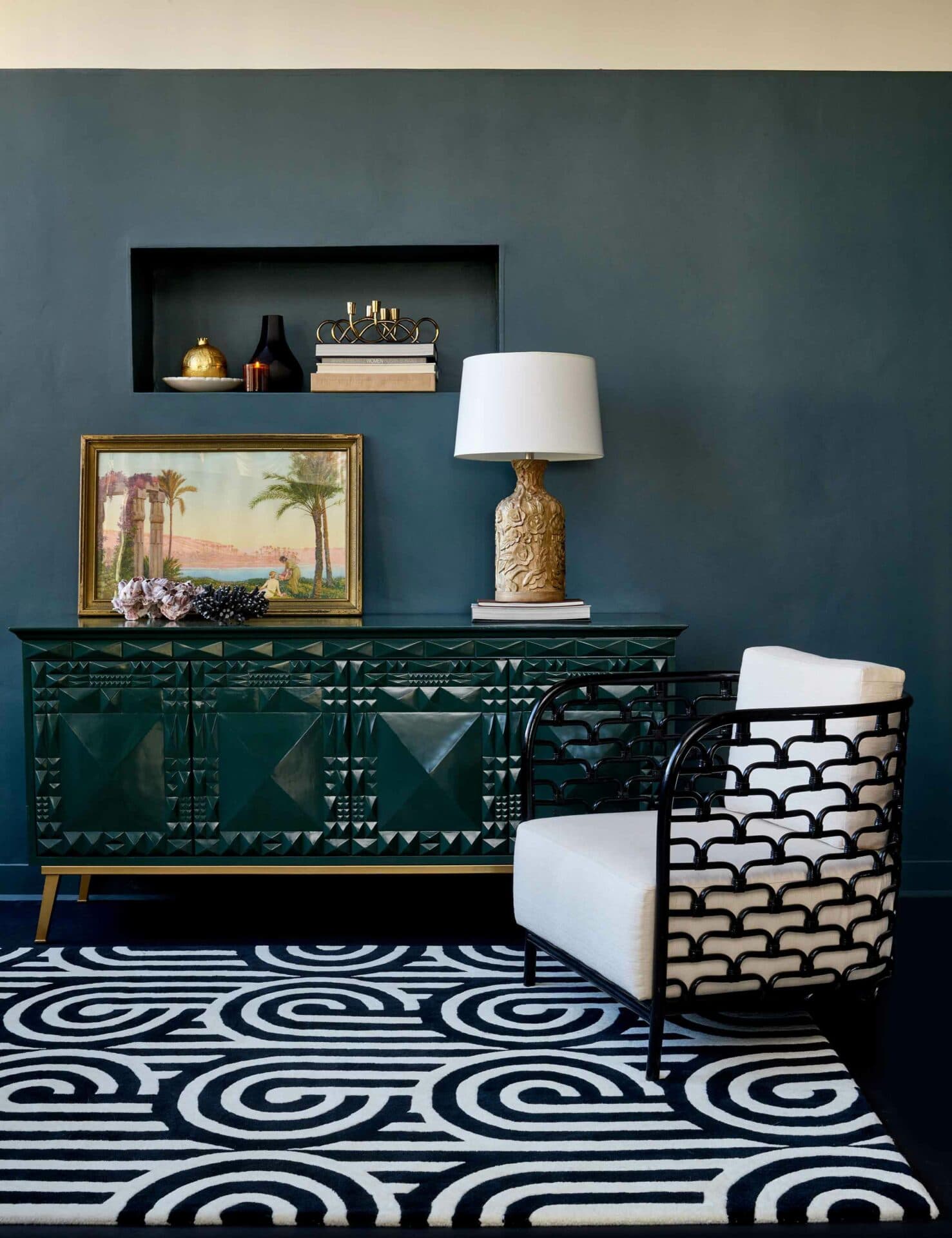 Rug Turnabouts Black black, white, 170x240, wool, Florence Broadhurst - 375871