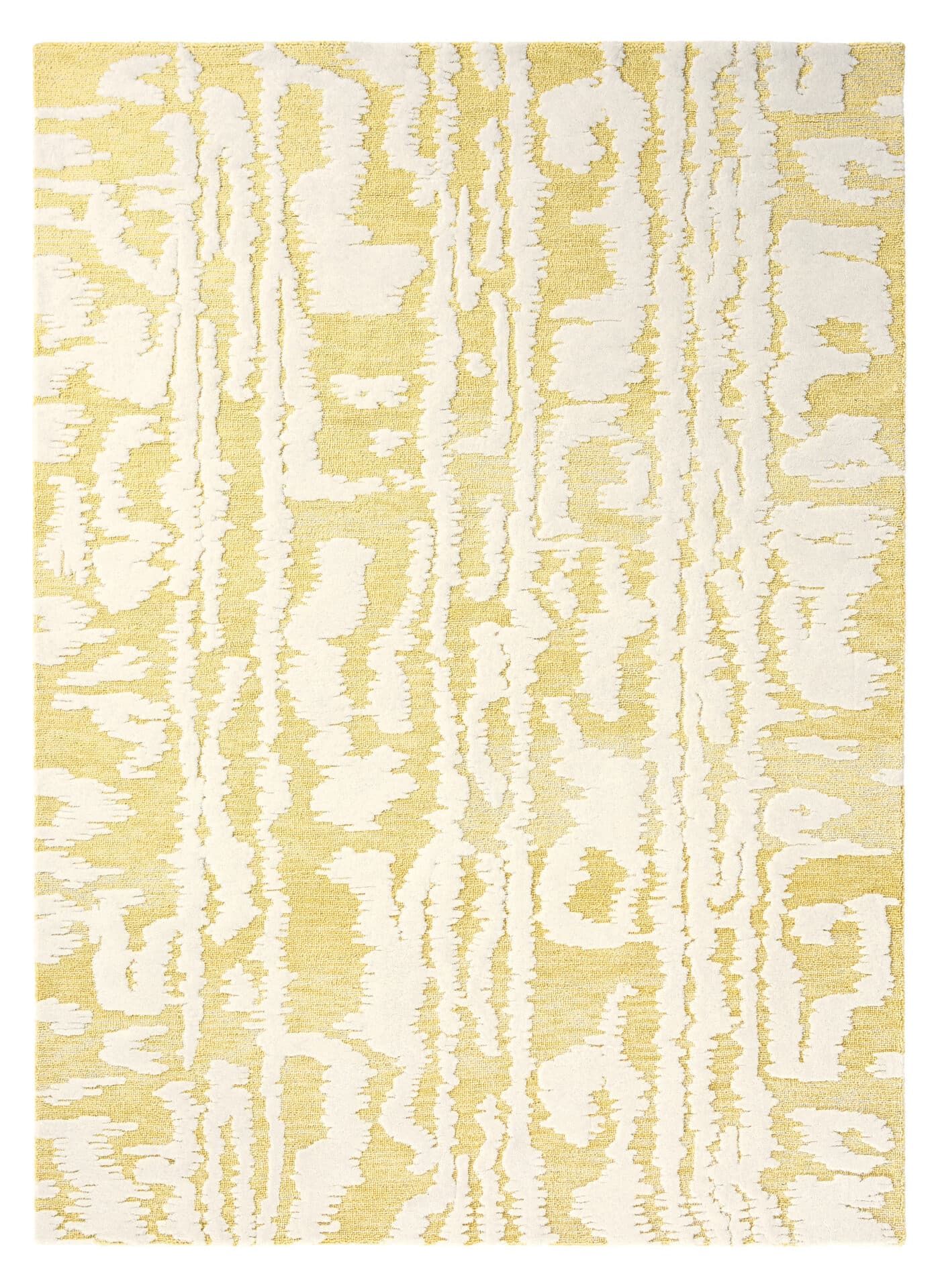 Rug Waterwave Stripe Citron yellow, white, beige 120x180, wool, Florence Broadhurst
