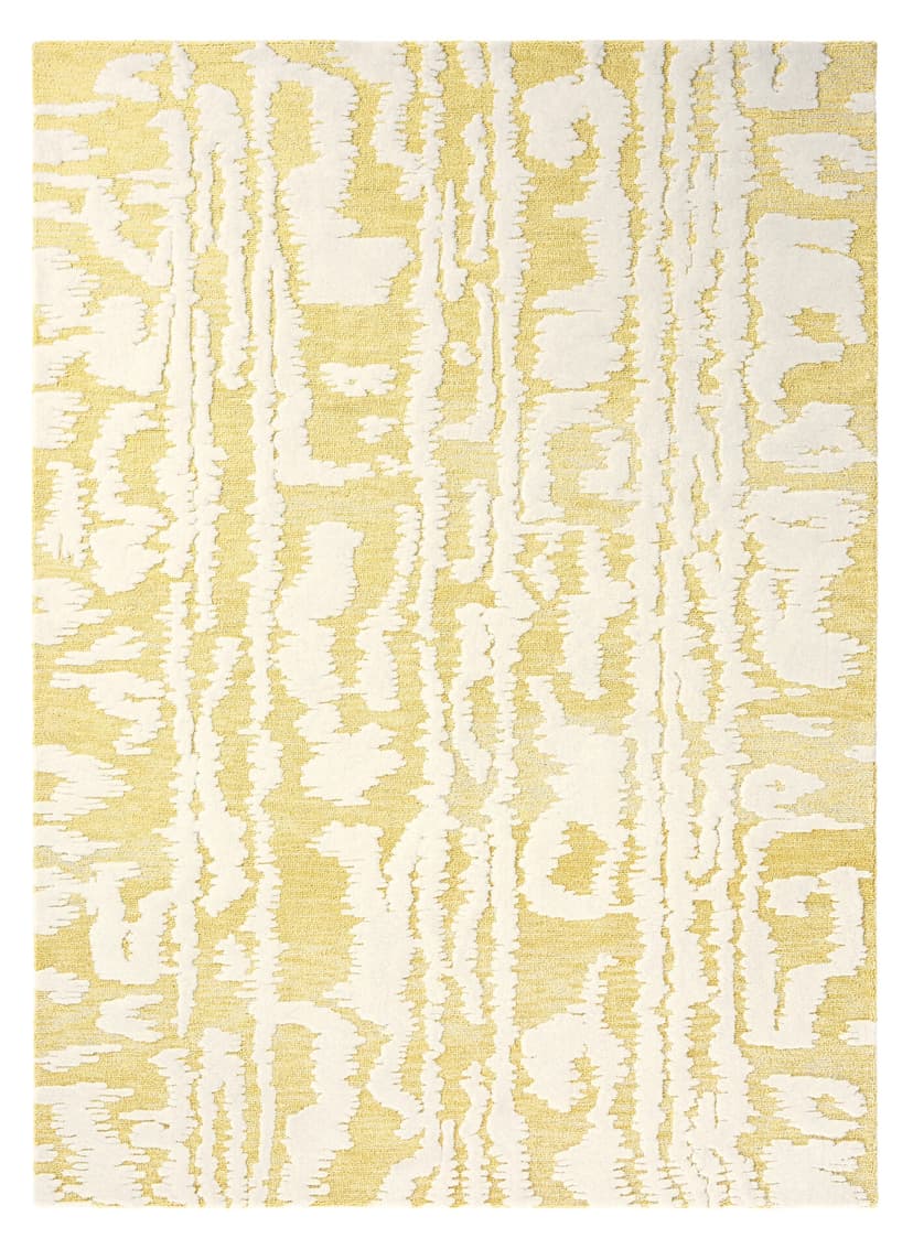 Rug Waterwave Stripe Citron yellow, white, beige 120x180, wool, Florence Broadhurst