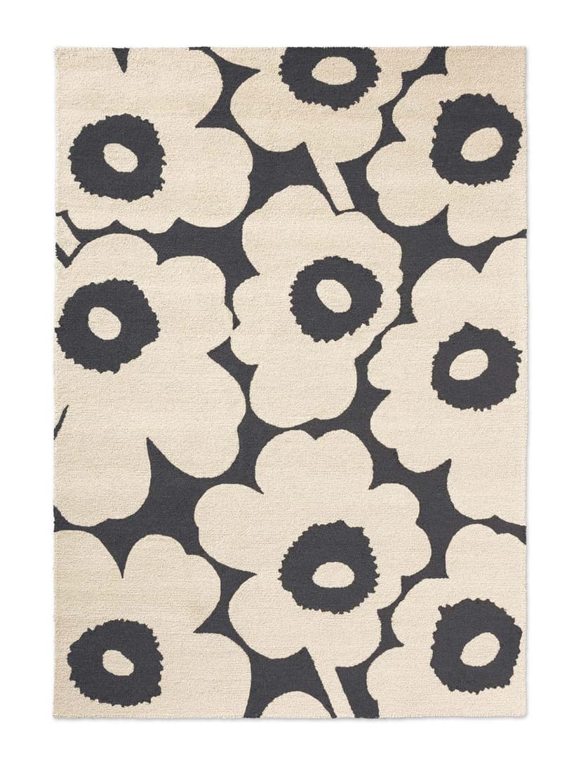 Rug Unikko Charcoal - White white, black 140x200, Marimekko