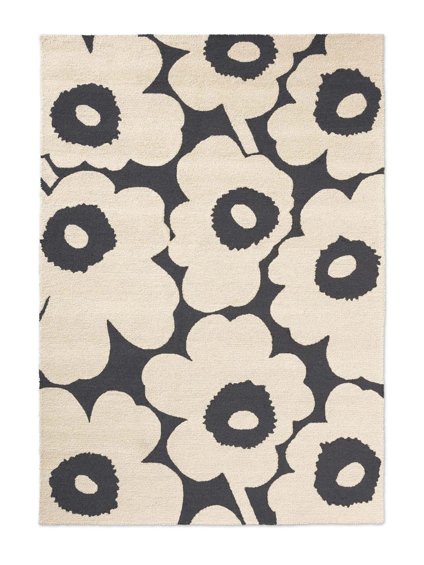 Indoor-outdoor rug Unikko Charcoal - White white, black 200x280, Marimekko
