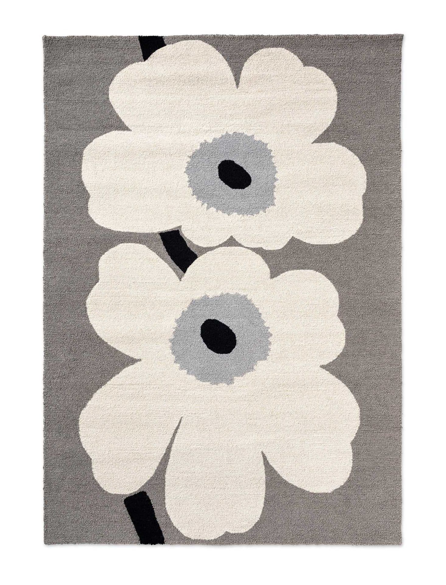 Dywan Unikko Anniversary Grey beżowy, szary 140x200, Marimekko