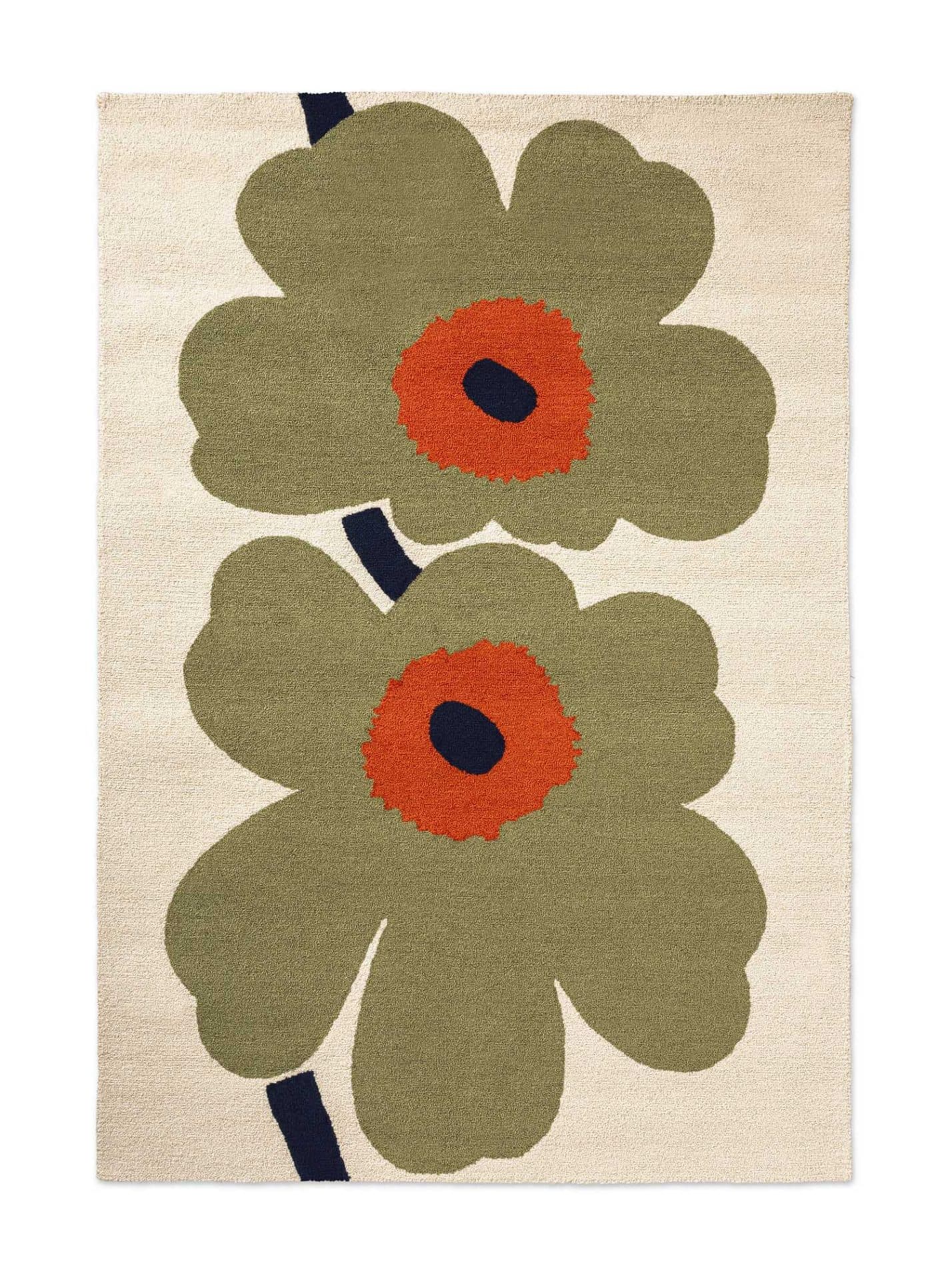Dywan zewnętrzny Unikko Anniversary Dusty Green beżowy, oliwkowy, 200x280 cm, Marimekko