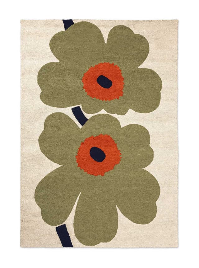 Dywan zewnętrzny Unikko Anniversary Dusty Green beżowy, oliwkowy, 200x280 cm, Marimekko - WYMIARY