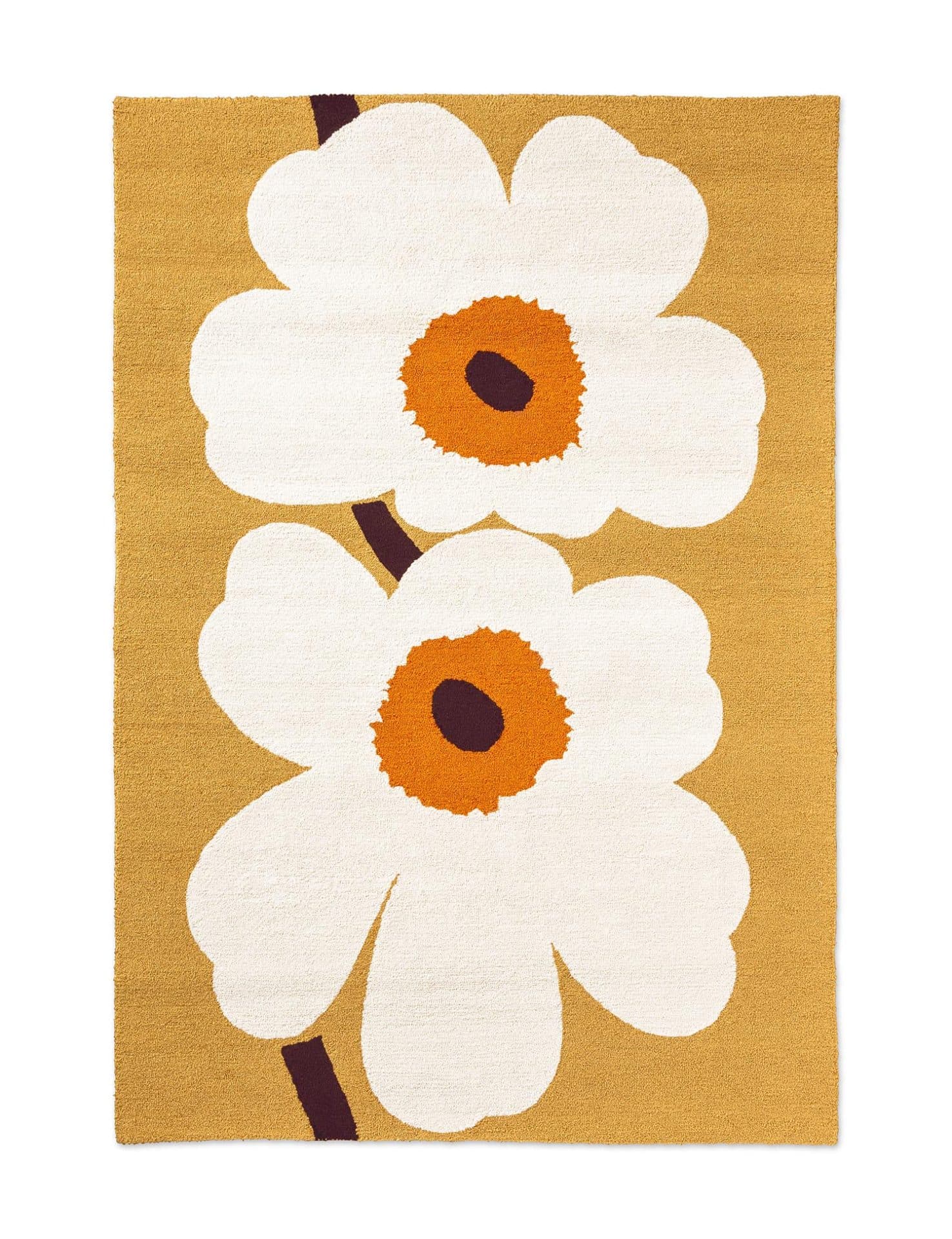 Dywan Unikko Anniversary Honey biały, brązowy, pomarańczowy, żółty 140x200, Marimekko