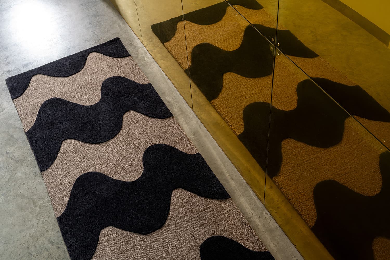Dywan Lokki Black beżowy, czarny 80x300, wełna, Marimekko - 376154