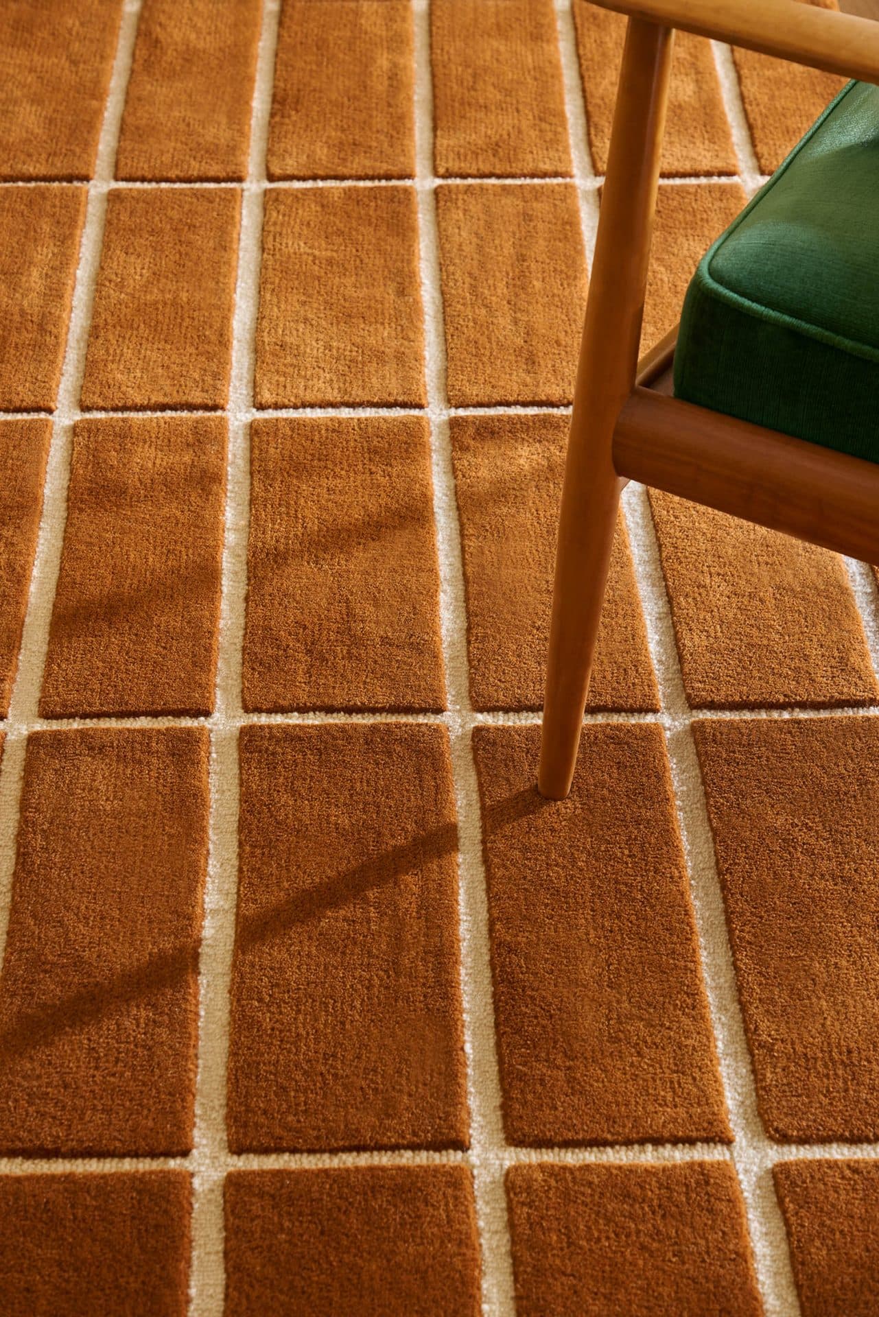 Rug Tiliskivi Brown brown, beige, white 70x245 cm, wool, Marimekko - 376286