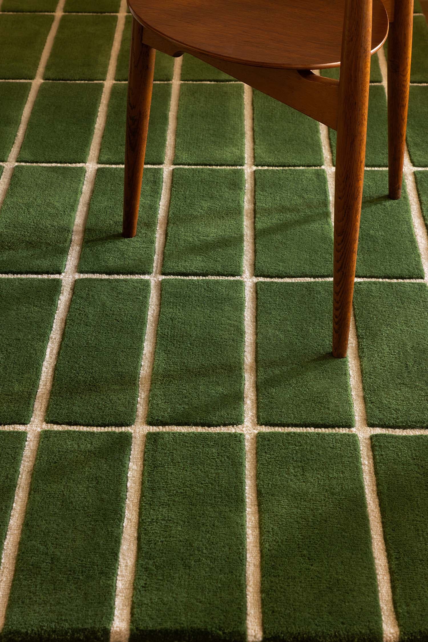 Rug Tiliskivi Green green, beige 200x280, wool, Marimekko - 376367