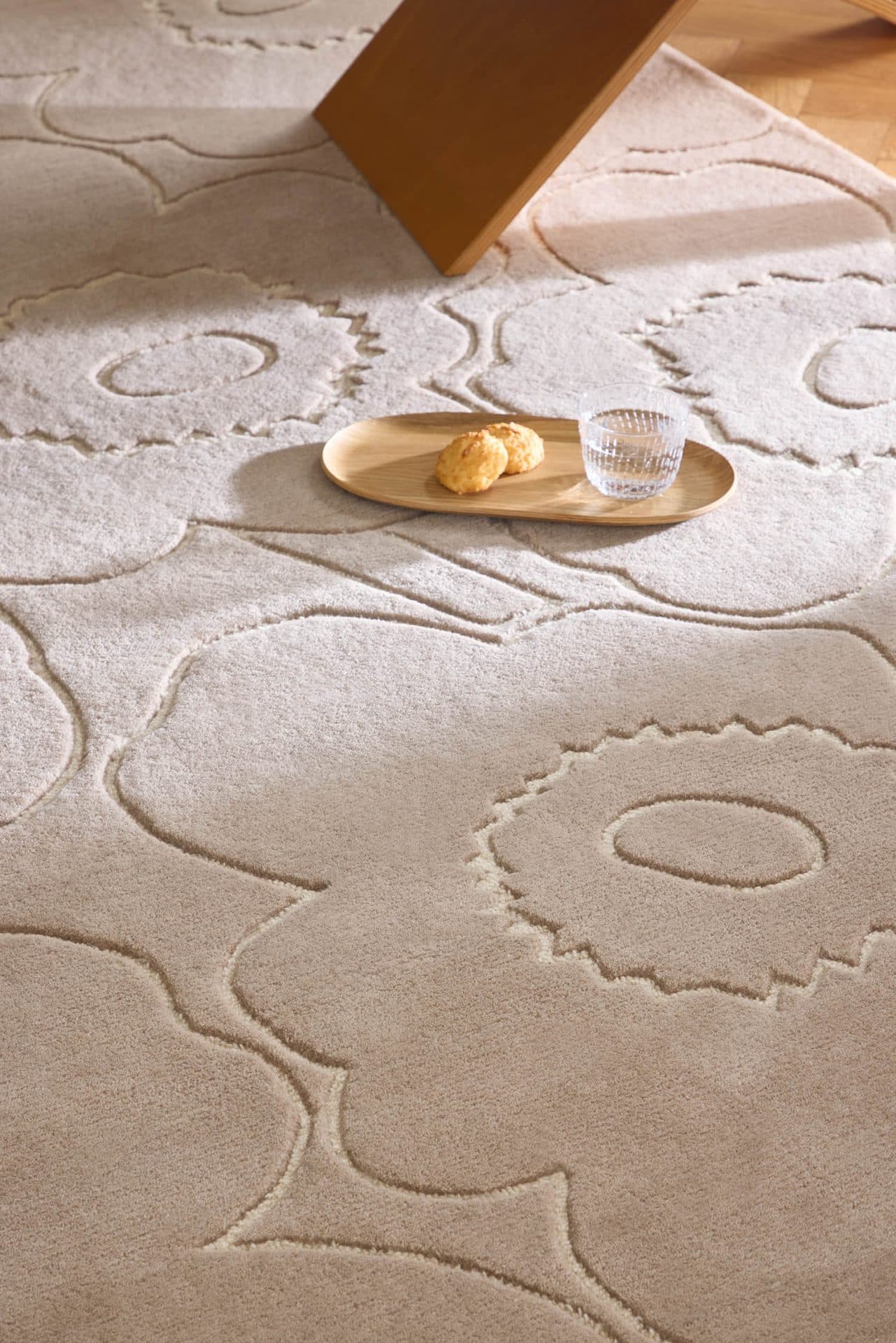 Rug Piirto Unikko Greige beige, grey 170x240, wool, Marimekko - 376406