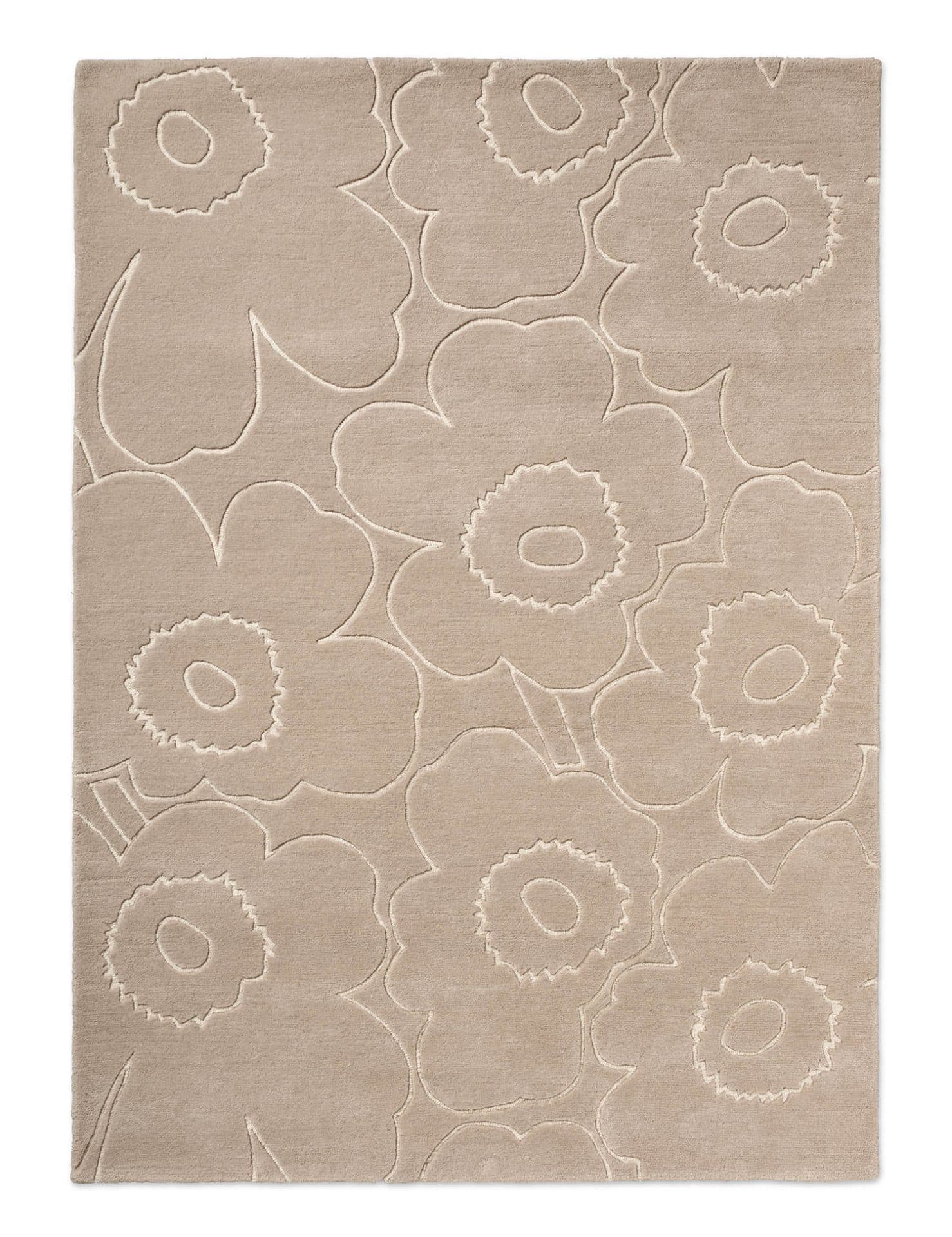 Rug Piirto Unikko Greige beige, grey 170x240, wool, Marimekko