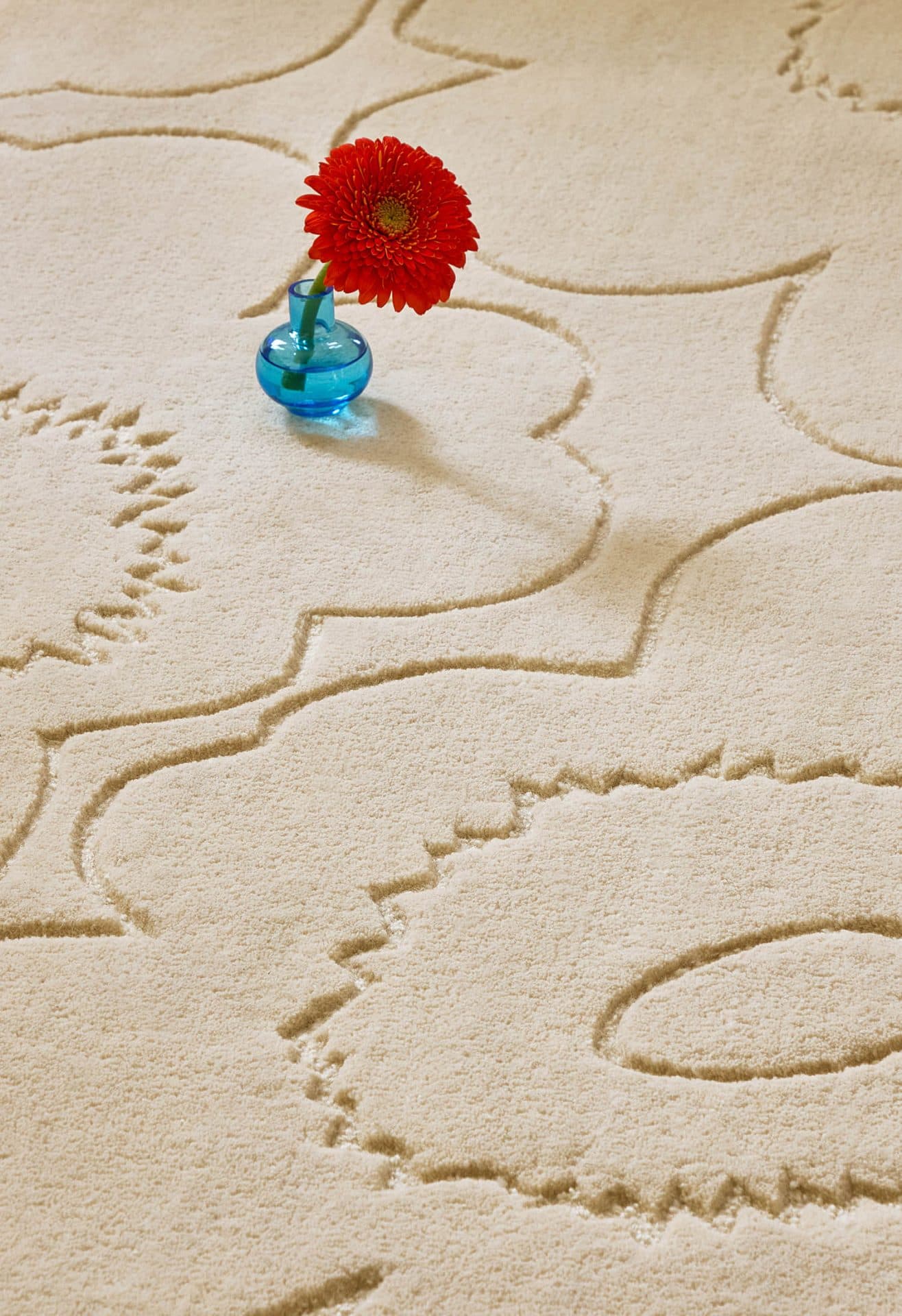 Rug Piirto Unikko Natural White beige 140x200, wool, Marimekko - 376449