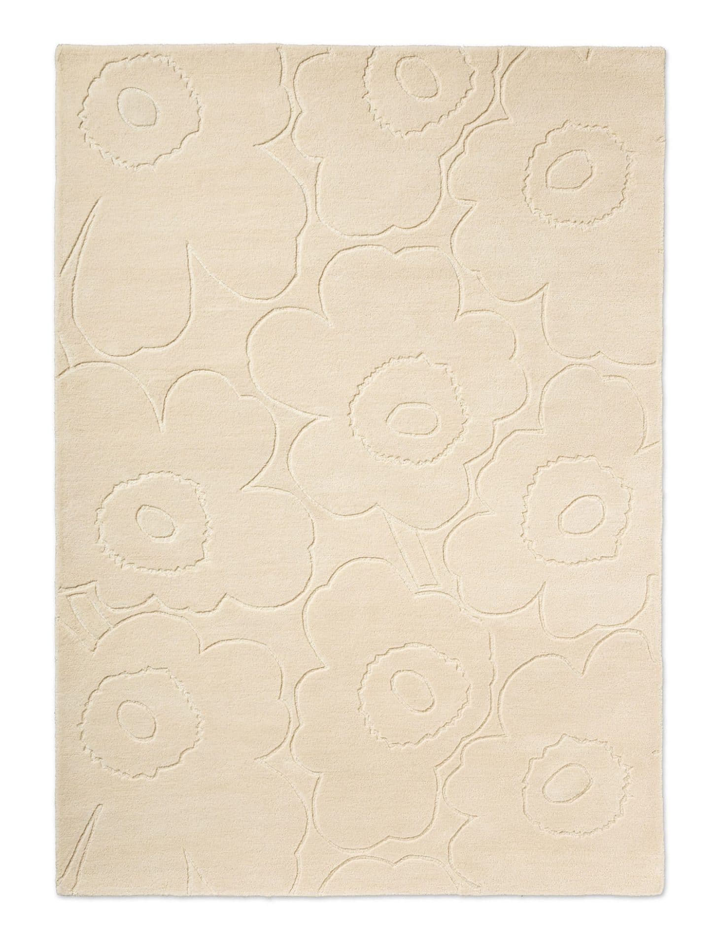 Rug Piirto Unikko Natural White beige 140x200, wool, Marimekko