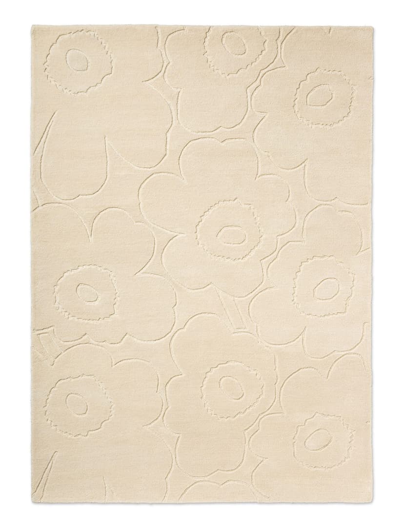 Rug Piirto Unikko Natural White beige 140x200, wool, Marimekko