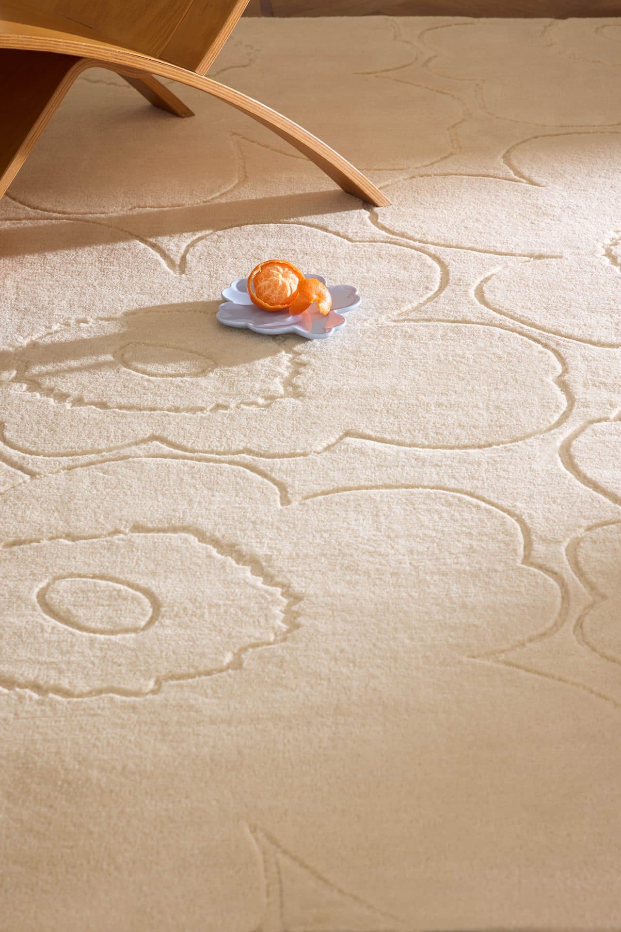Rug Piirto Unikko Natural White beige 140x200, wool, Marimekko - 376448