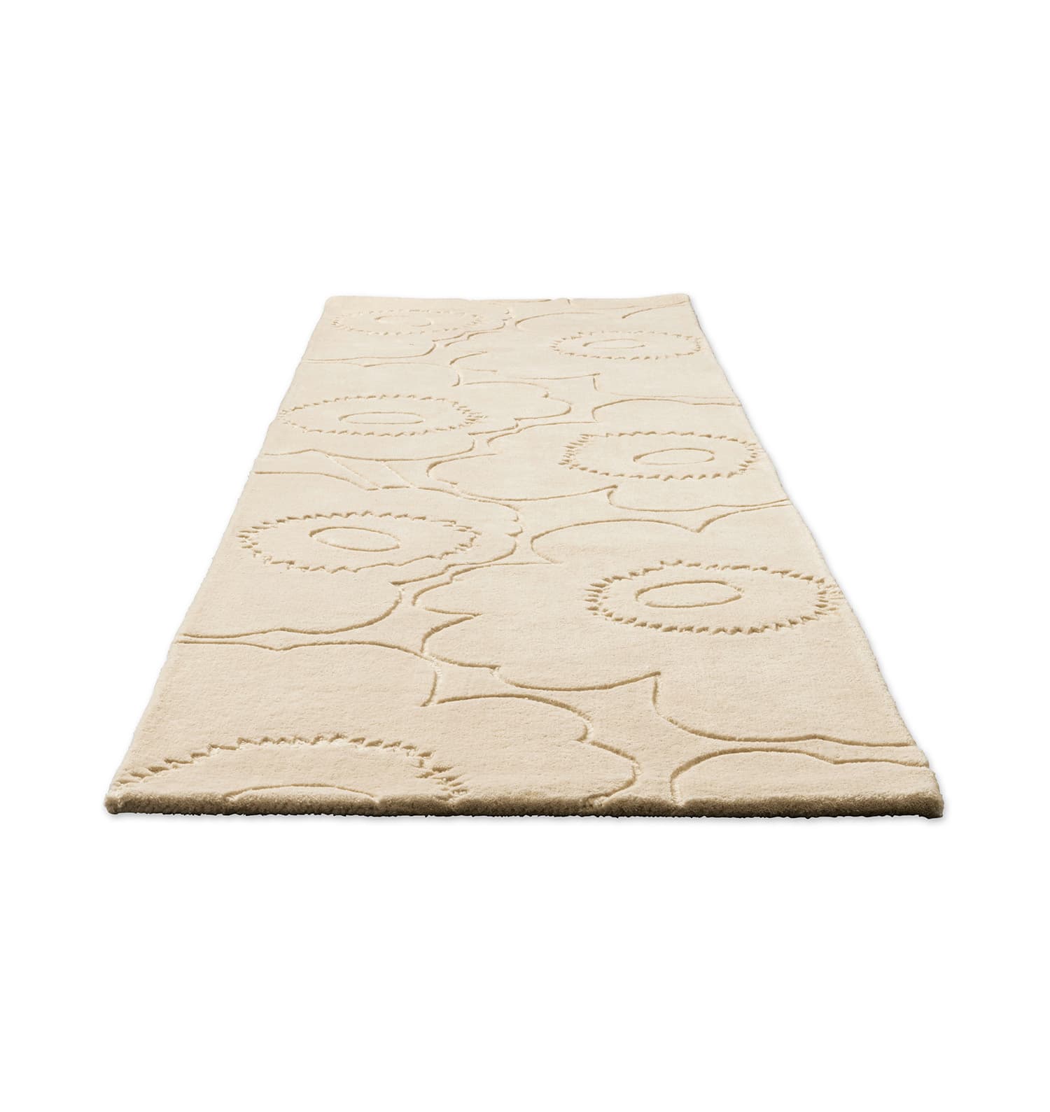Rug Piirto Unikko Natural White beige 140x200, wool, Marimekko - 376452