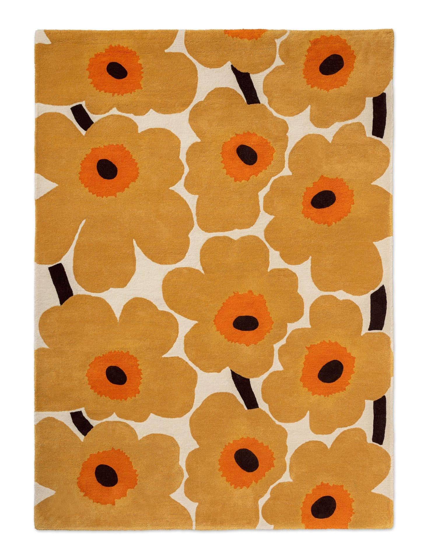 Rug Unikko Honey beige, orange 140x200, wool, Marimekko