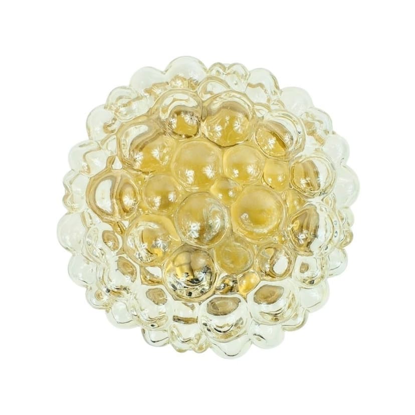 Ceiling Lamp Bubble, light amber glass, by H. Tynell, Limburg, Germany, 1960s.