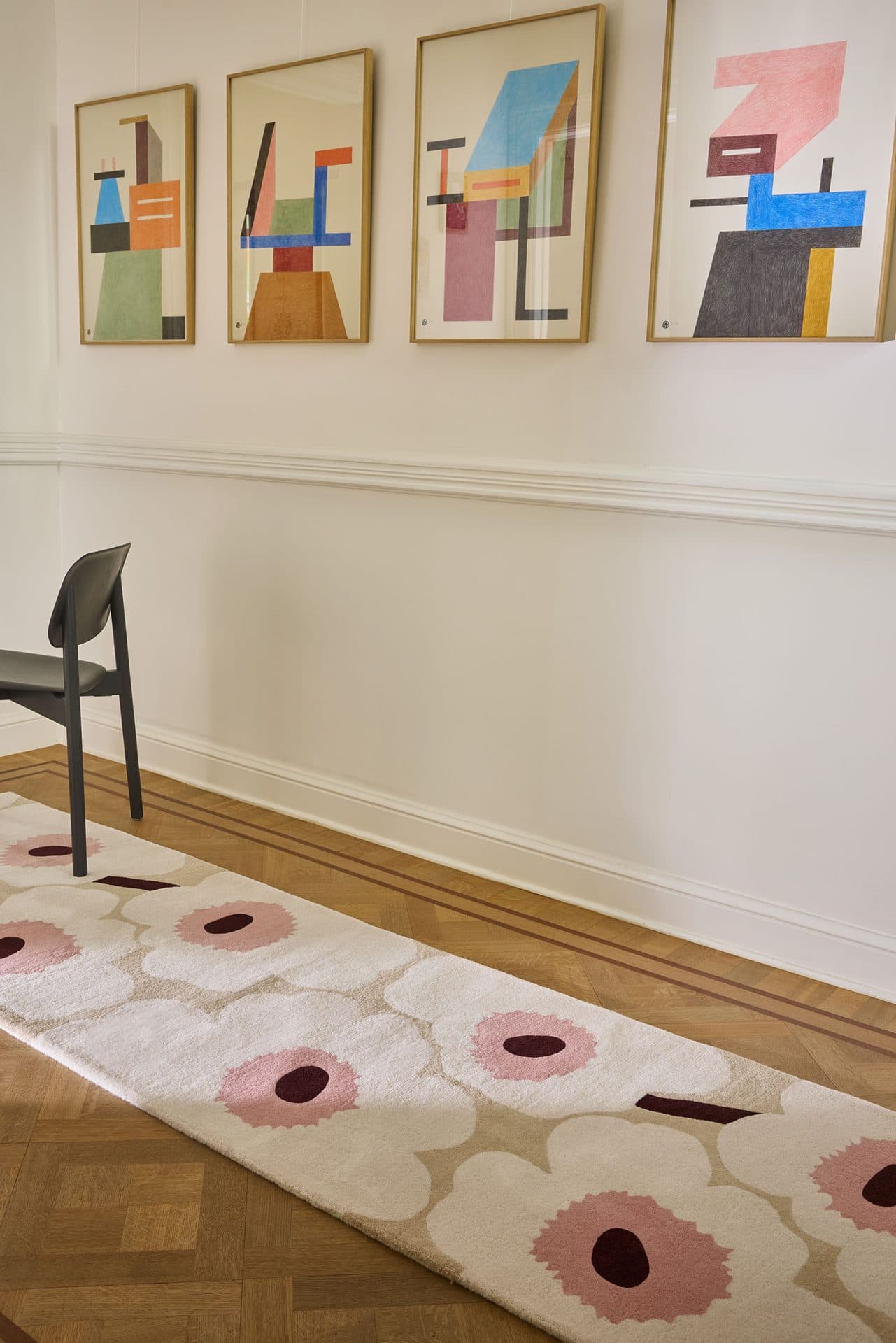 Rug Unikko Beige Pink beige, pink 70x245 cm, wool, Marimekko - 376571