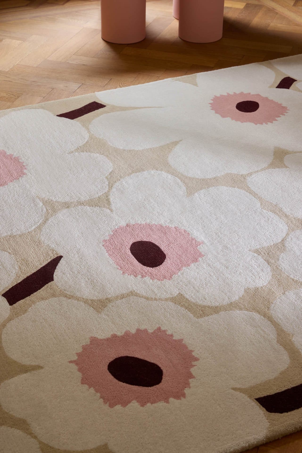 Rug Unikko Beige Pink beige, pink 80x300, wool, Marimekko - 376578